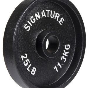 Signature Fitness Deep Dish 2-Inch Olympic Cast Iron Weight Plates with E-Coating, Black