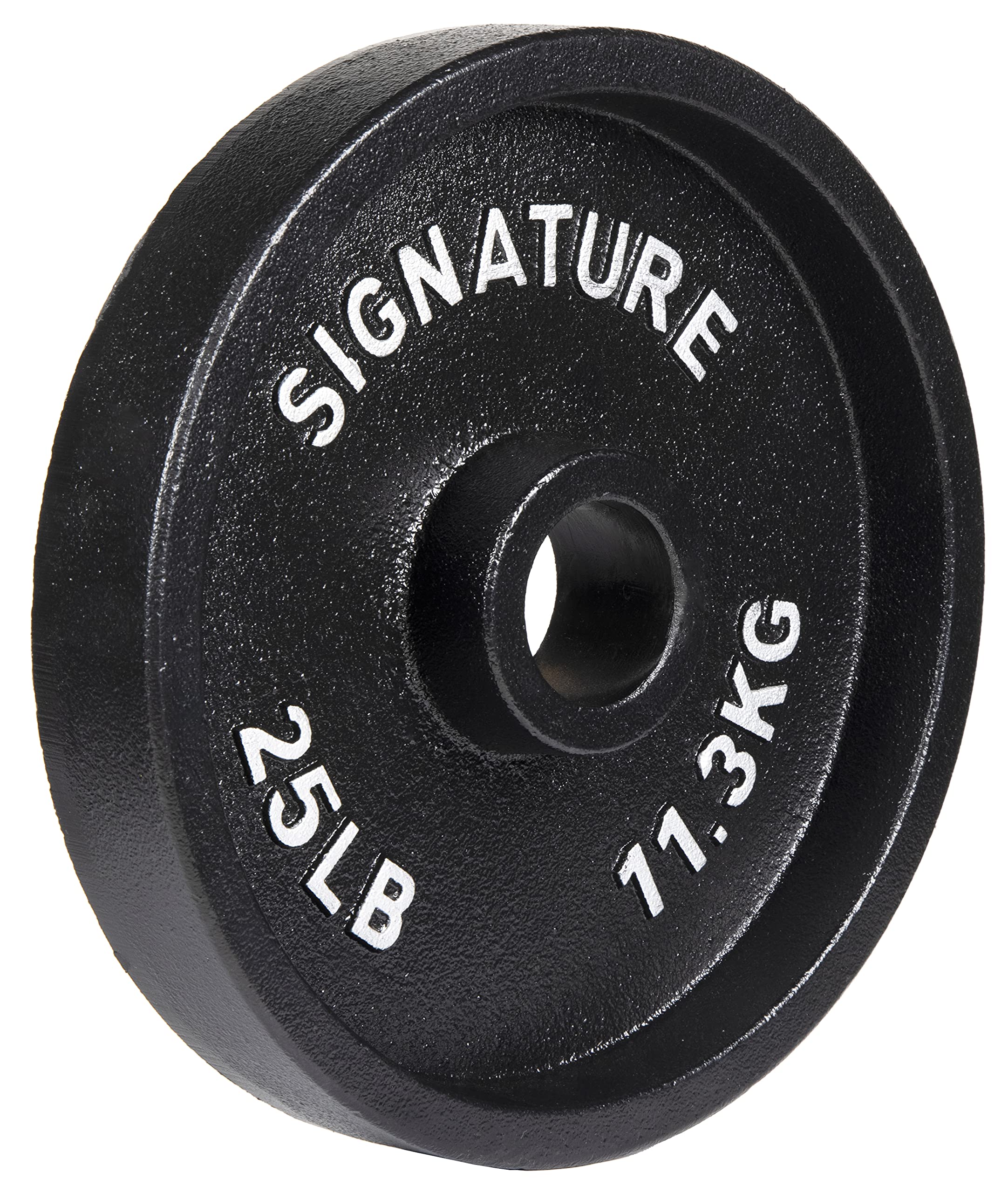 Signature Fitness Deep Dish 2-Inch Olympic Cast Iron Weight Plates with E-Coating, Black