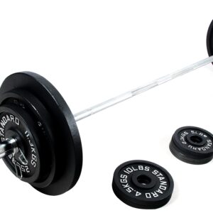 Signature Fitness Cast Iron Olympic Weight Including 7FT Olympic Barbell, 300-Pound Set, Multiple Packages