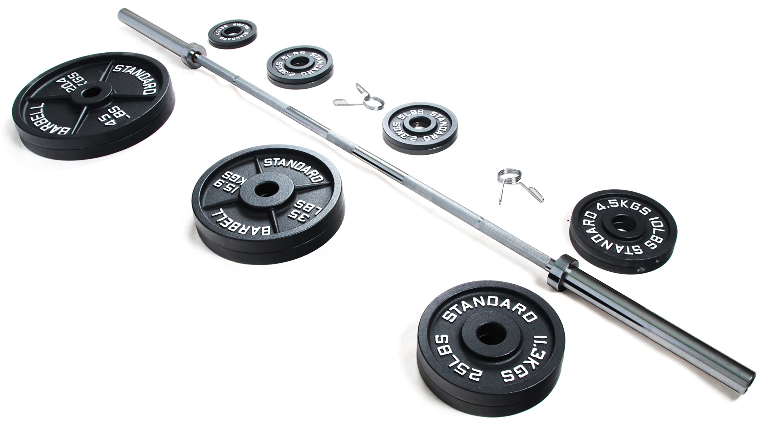 Signature Fitness Cast Iron Olympic Weight Including 7FT Olympic Barbell, 300-Pound Set, Multiple Packages