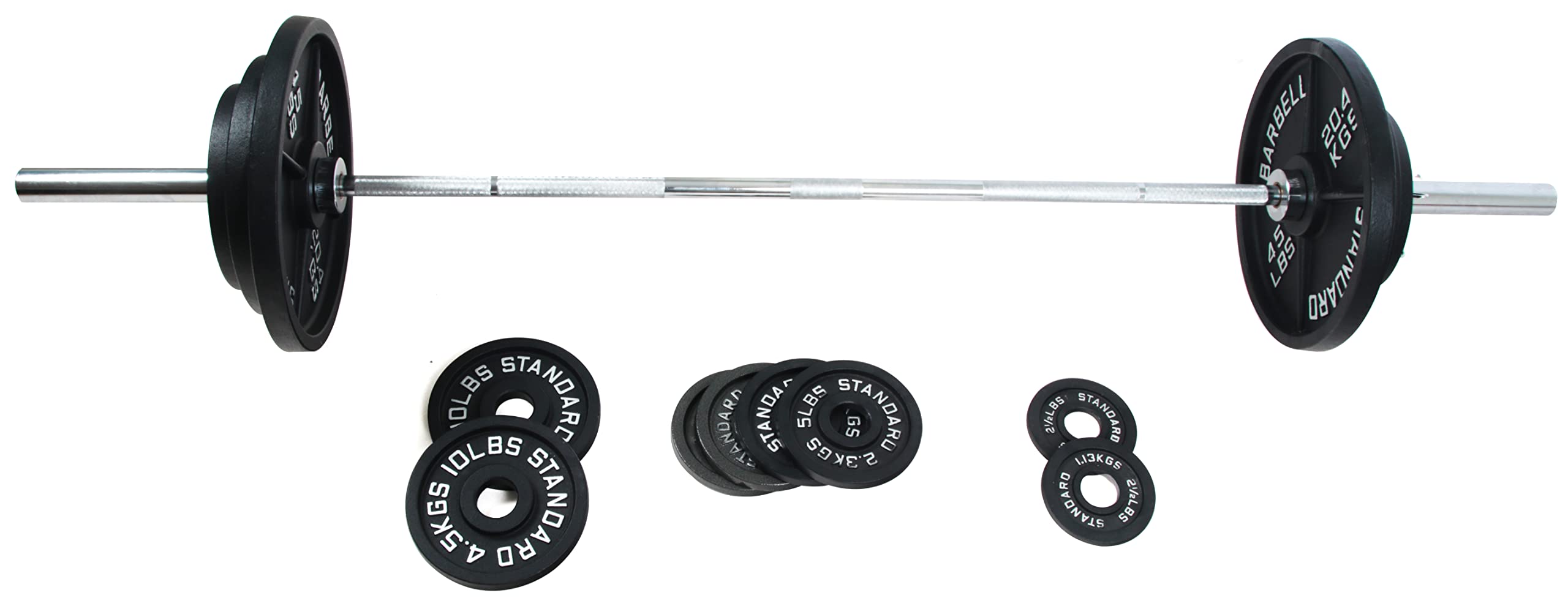 Signature Fitness Cast Iron Olympic Weight Including 7FT Olympic Barbell, 300-Pound Set, Multiple Packages