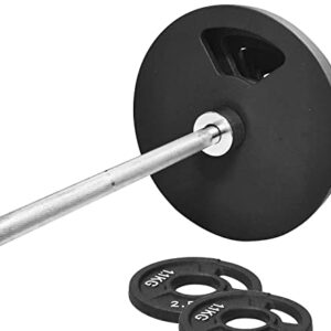 Signature Fitness Cast Iron Olympic 2-Inch Weight Plates Including 7FT Olympic Barbell, 325-Pound Set (280 Pounds Plates + 45 Pounds Barbell), Multiple Packages, Style #7