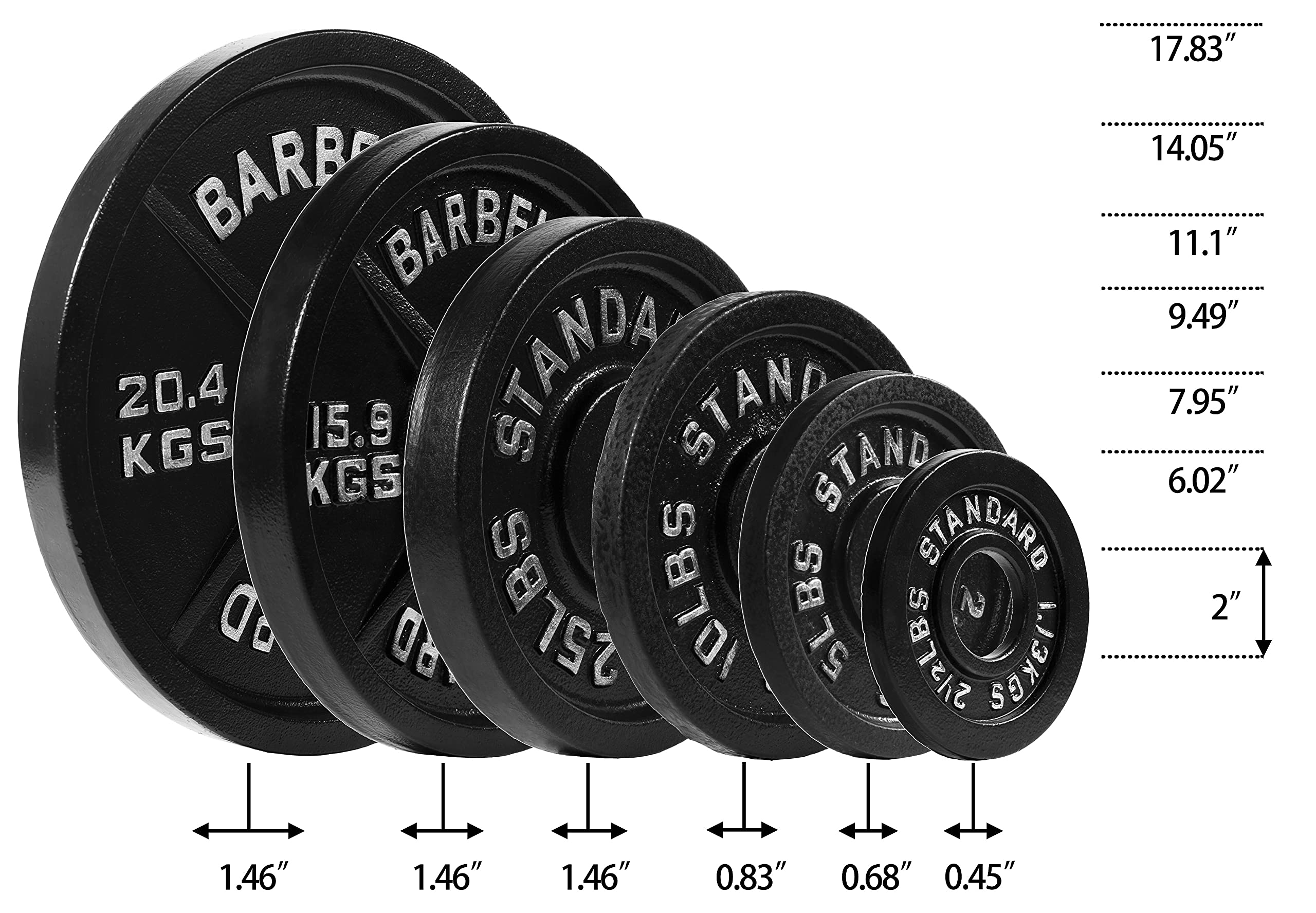 BalanceFrom Cast Iron Olympic 2-Inch Weight Plate, Pair