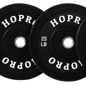 BalanceFrom HoPro Olympic Bumper Plate Weight Plate with Steel Hub, Pairs or Sets, Black