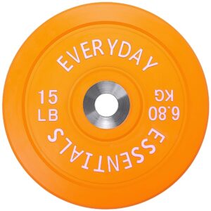 balancefrom color coded olympic bumper plate weight plate with steel hub, 15lb single