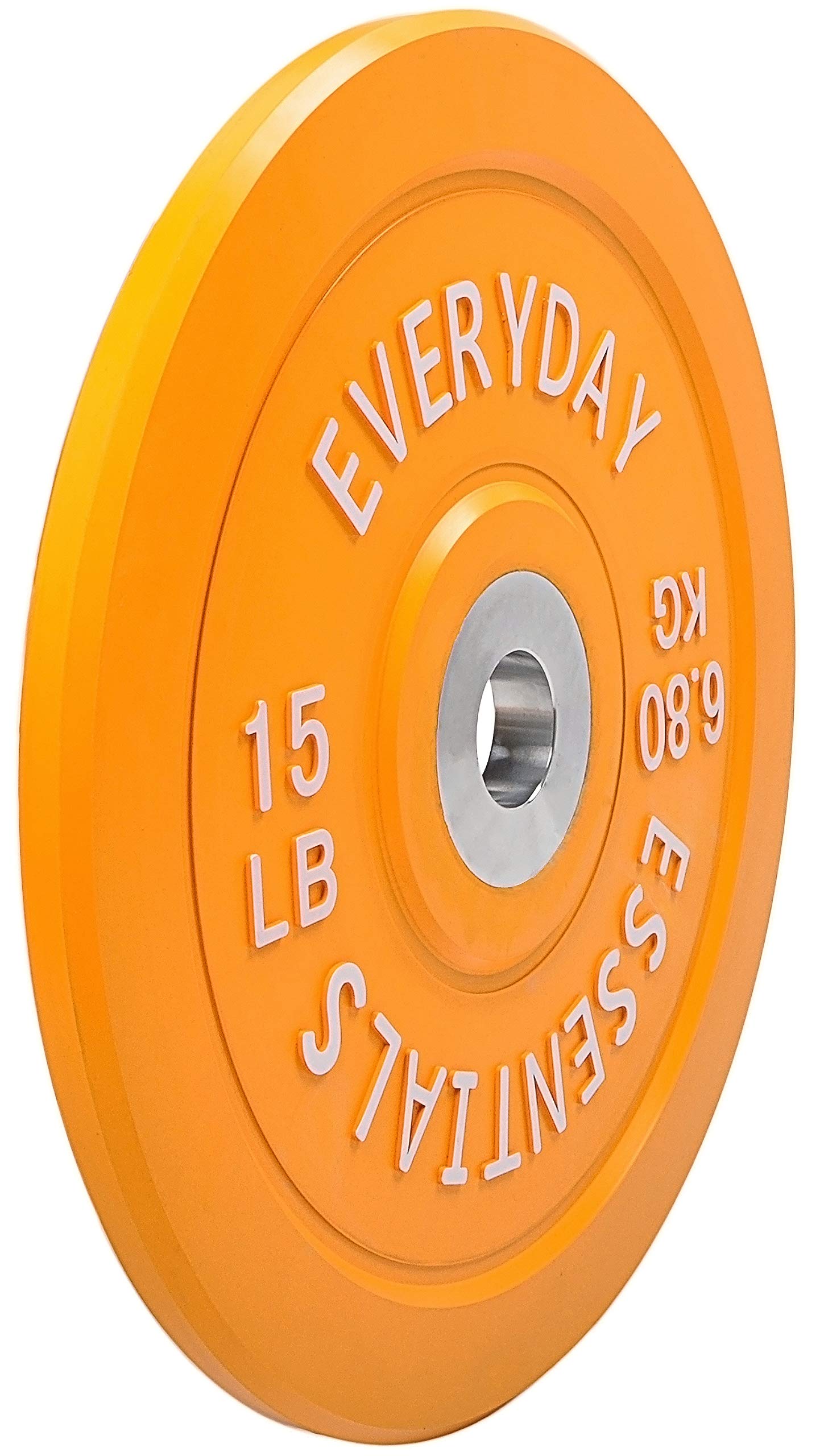 BalanceFrom Color Coded Olympic Bumper Plate Weight Plate with Steel Hub, 15LB Single