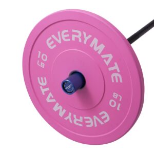 EVERYMATE 10LB Olympic Bumper Plates Set Weight Plates for Cross Training and Weightlifting, 2 Inch, Pink