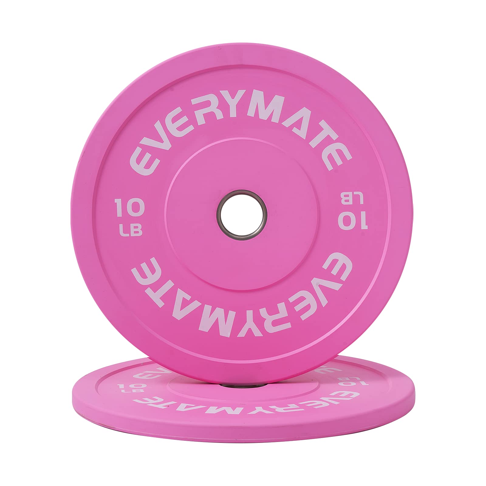 EVERYMATE 10LB Olympic Bumper Plates Set Weight Plates for Cross Training and Weightlifting, 2 Inch, Pink