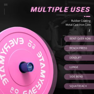 EVERYMATE 10LB Olympic Bumper Plates Set Weight Plates for Cross Training and Weightlifting, 2 Inch, Pink