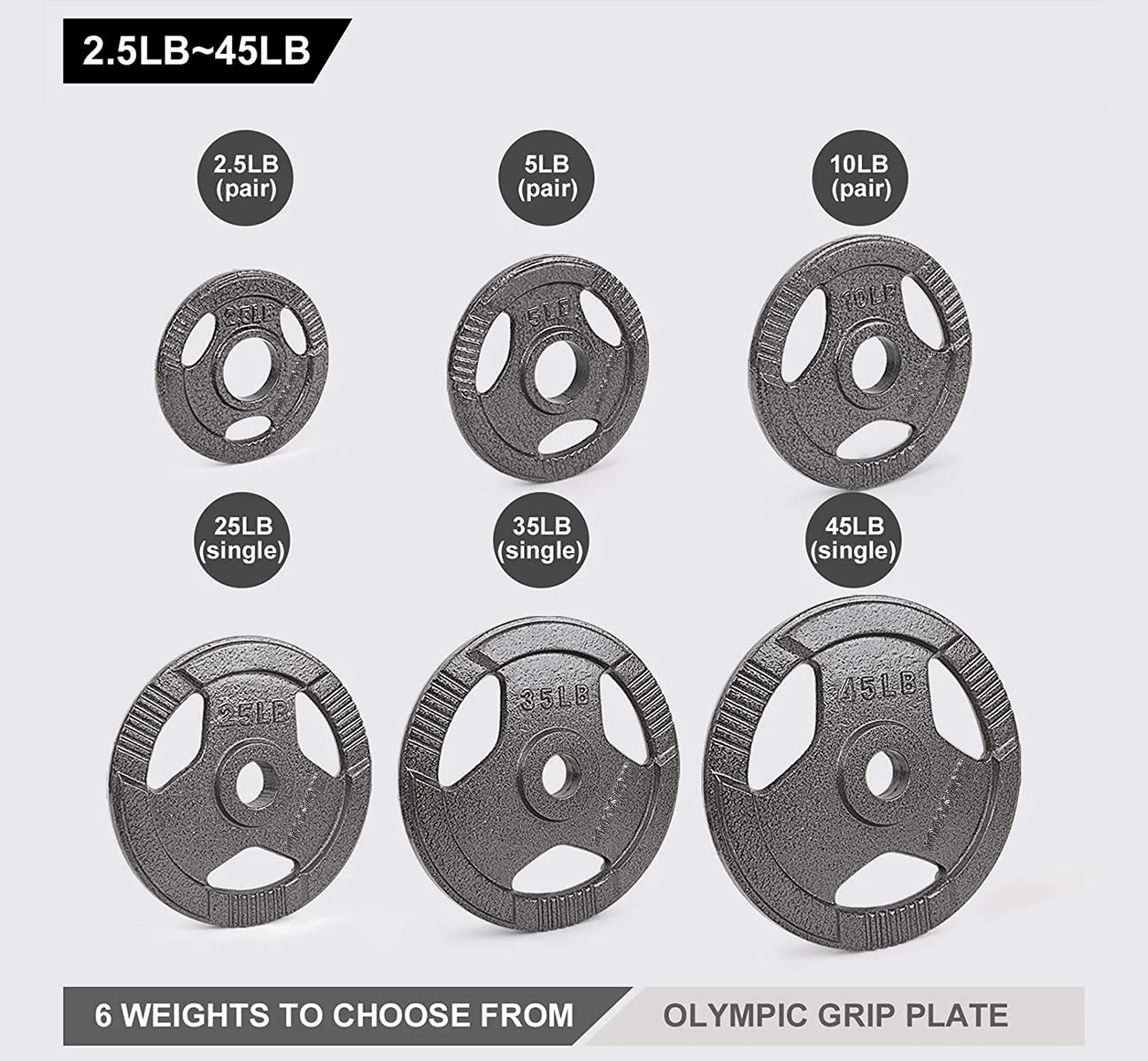 LIONSCOOL 2-Inch Olympic Grip Plate in Pairs or Single (10LB PAIR)