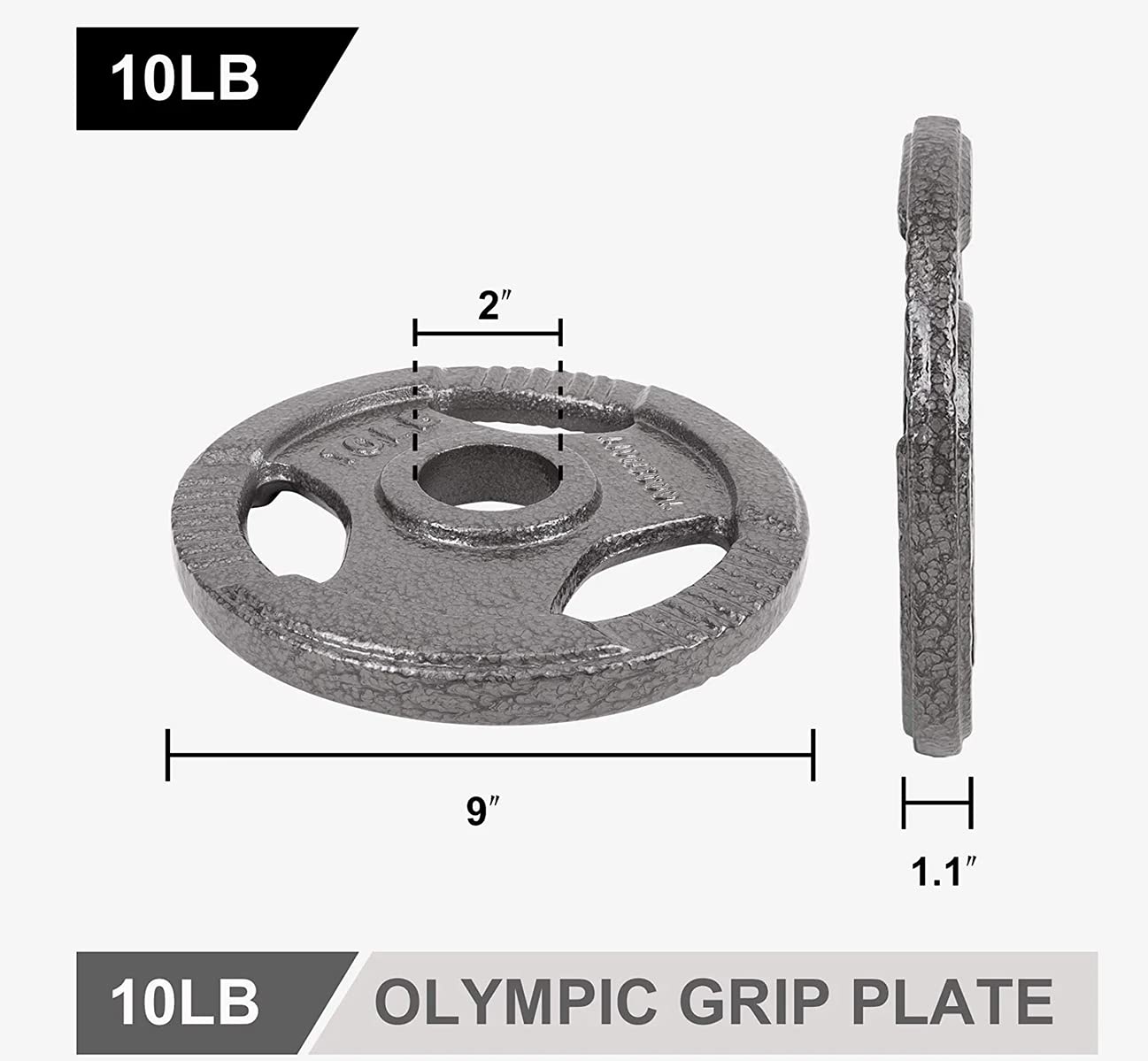 LIONSCOOL 2-Inch Olympic Grip Plate in Pairs or Single (10LB PAIR)