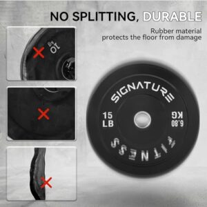 Signature Fitness 2" Olympic Bumper Plate Weight Plates with Steel Hub, 120-Pound Set, 2x 10LB, 2x 15LB, 2x 35LB