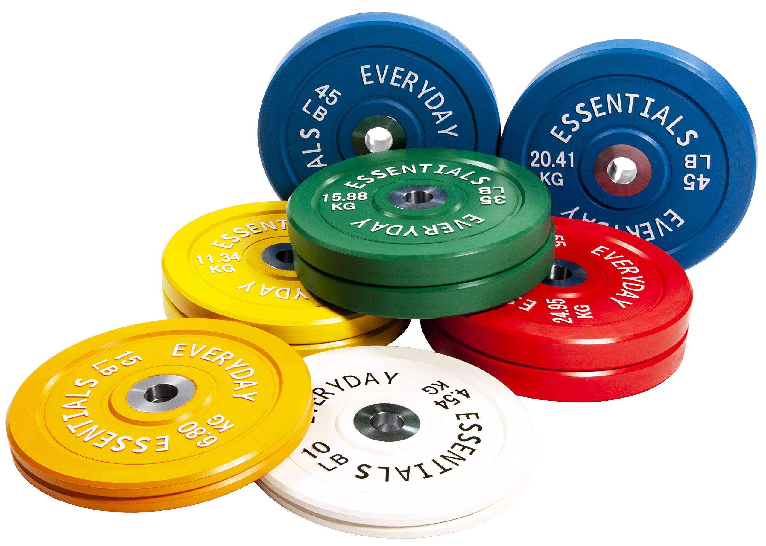 BalanceFrom Color Coded Olympic Bumper Plate Weight Plate with Steel Hub, 35LB Pair