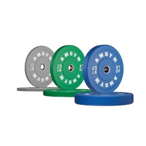 amgym color olympic bumper plate, weights plates, bumper weight plate, steel insert, strength training(160lb set)