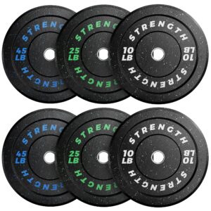 gikpal bumper plates, 2-inch olympic weight plates with steel hub, rubber weight plates high-bounce with colored fleck for weight lifting strength training,160lb set