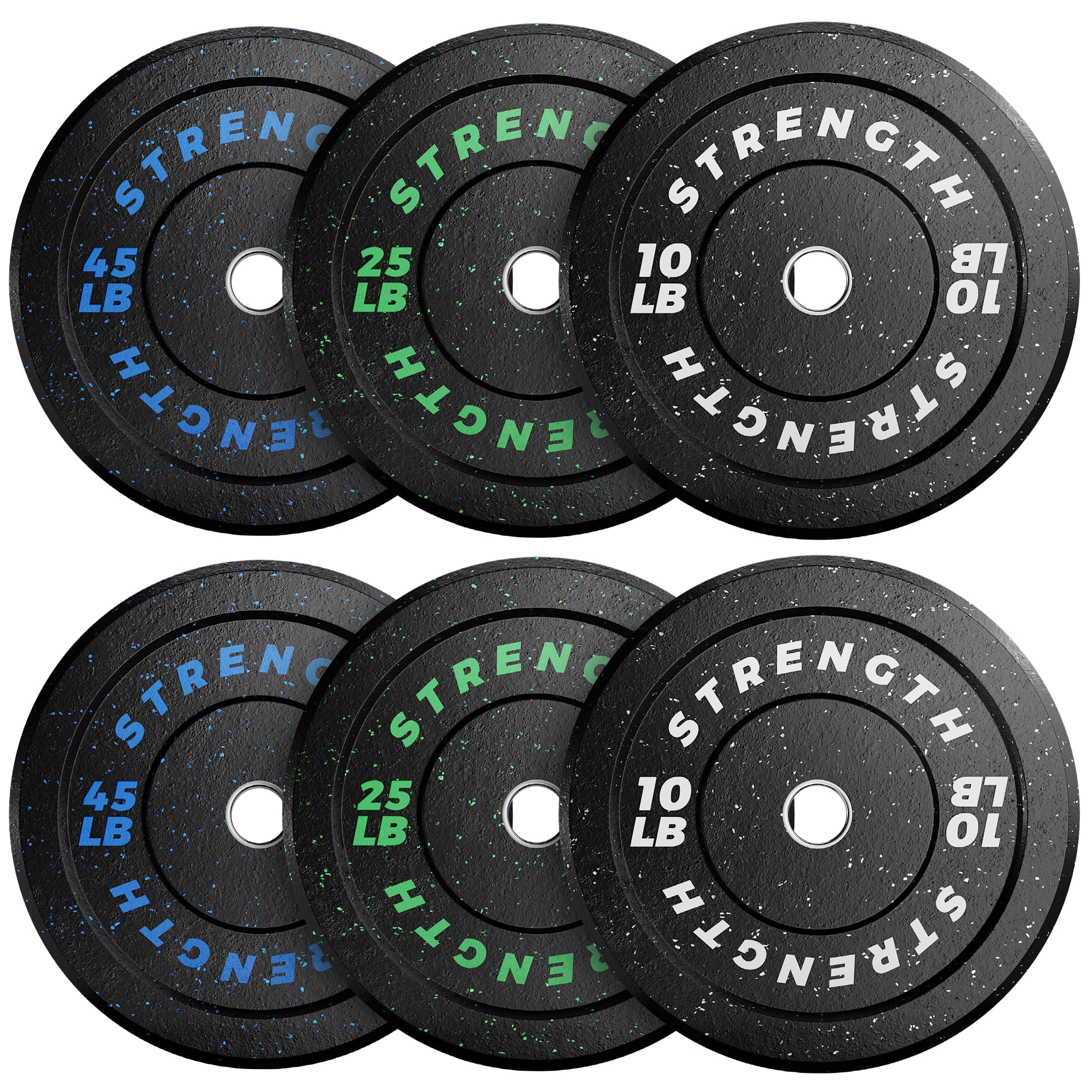 GIKPAL Bumper Plates, 2-Inch Olympic Weight Plates with Steel Hub, Rubber Weight Plates High-Bounce with Colored Fleck for Weight Lifting Strength Training,160lb Set