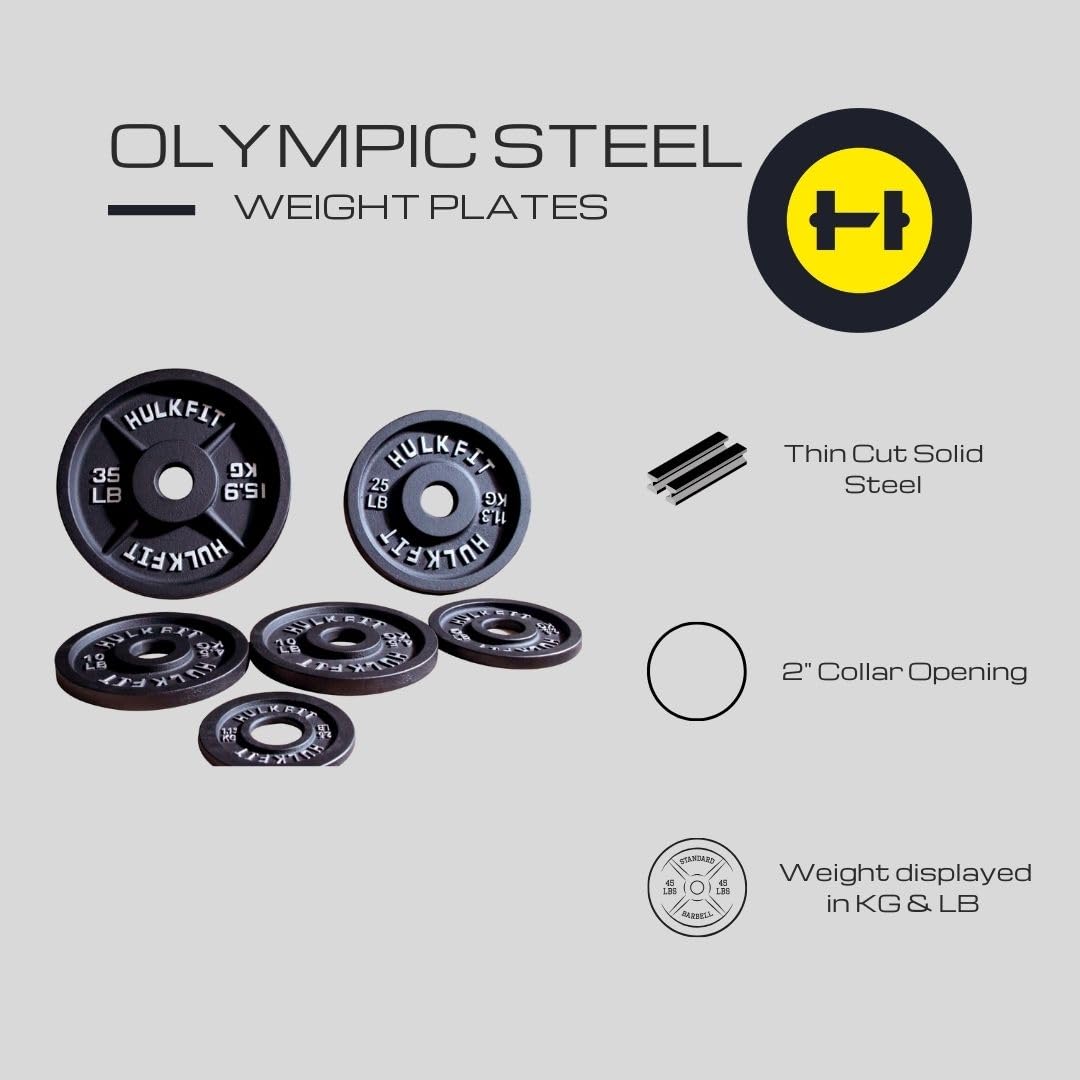 HulkFit 2-inch Olympic Steel Plate, 5lb Pair