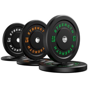 xddias bumper plates, olympic bumper plates set, 2-inch rubber weight plates with steel insert for weight lifting and strength training - sold in single, pairs or sets（10-55lbs）