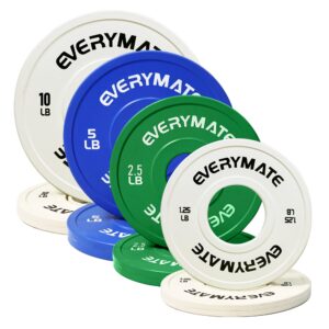 everymate change weight plates 1.25lb 2.5lb 5lb 10lb set fractional plate olympic bumper plates for cross training bumper weight plates steel insert strength training weight plates