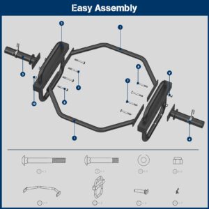 PONE FIRST Trap Bar Deadlift 2-inch Olympic Weight Lifting Bar,51" Hex Bar Barbell for Squats, Deadlifts, Shrugs,800Lbs Weight Capacity，Black