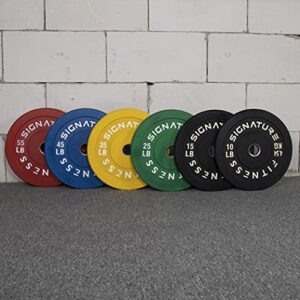 Signature Fitness 2" Olympic Bumper Plate Weight Plates with Steel Hub, 35LB Single, Colored