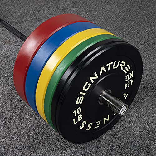 Signature Fitness 2" Olympic Bumper Plate Weight Plates with Steel Hub, 35LB Single, Colored