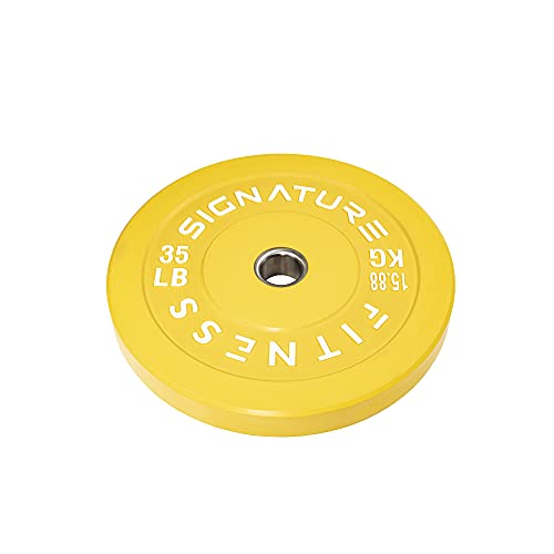 Signature Fitness 2" Olympic Bumper Plate Weight Plates with Steel Hub, 35LB Single, Colored