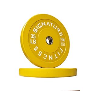 Signature Fitness 2" Olympic Bumper Plate Weight Plates with Steel Hub, 35LB Single, Colored