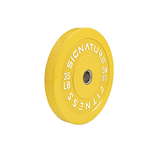 Signature Fitness 2" Olympic Bumper Plate Weight Plates with Steel Hub, 35LB Single, Colored