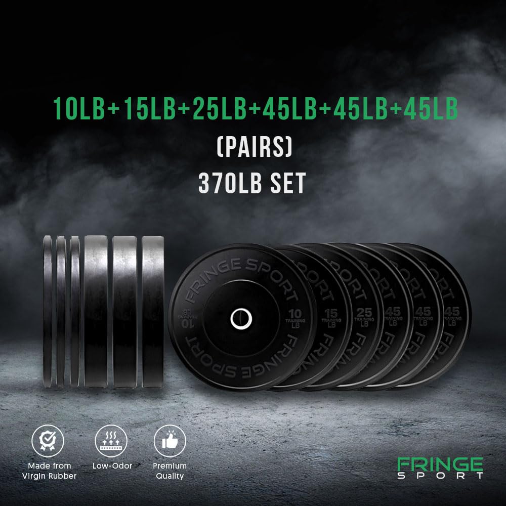 Black Bumper Plate Sets - 100 - 460 LBS of weights for Weightlifting & Strength Training | Durable, Bumper Plates For Olympic, Home & Gym Training Equipment with a Dead Bounce, Weight Plates Sets, Ideal for Power Lifting