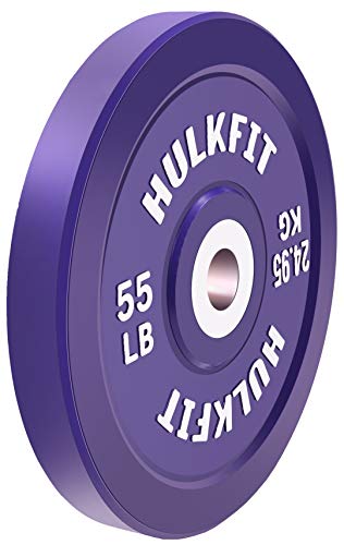 HulkFit Olympic 2-Inch Rubber Bumper Plate with Stainless Steel Insert, Purple, SINGLE