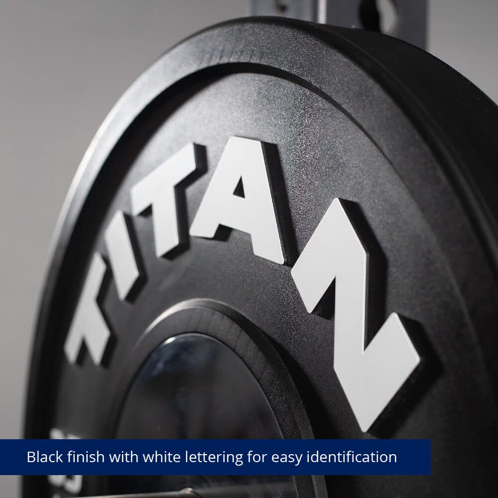 Titan Fitness 35 LB Black Elite Olympic Bumper Plate, Competition Weight Plates, Rubber with Steel Hub Insert, Sold Individually, For Olympic Weightlifting and Cross-Training Workouts