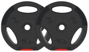 signature fitness vinyl standard 1-inch plate weight plate for strength training and weightlifting, 10-pound, pair