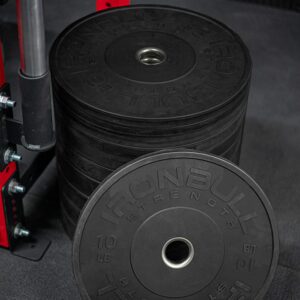 HD Bumper Plates 2" (Single) - One (1) 25 LB Single Rubber Weight Plate in Pounds (LB) for Olympic Barbells - Ideal for Cross-Training, Weightlifting, Fitness and Gym Weights (25lb (Single Plate))