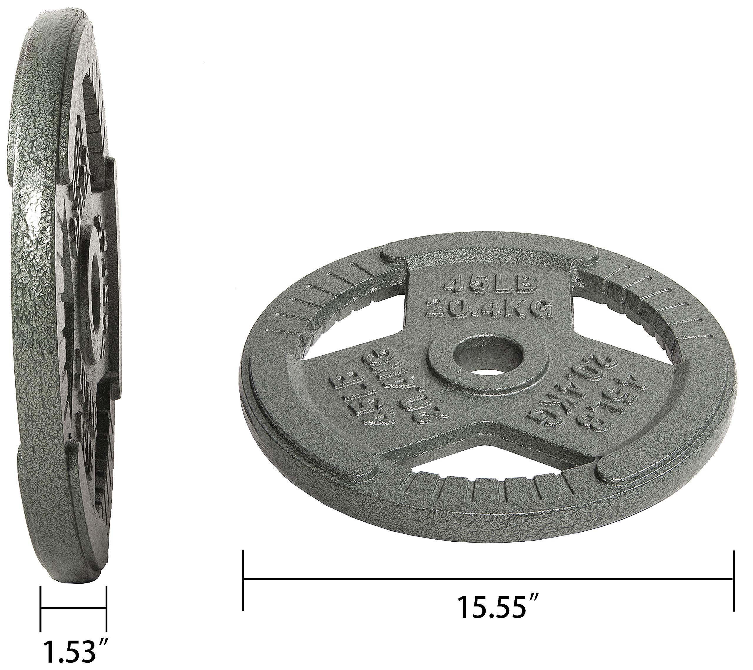 Sporzon! Powergainz Olympic 2-Inch Cast Iron Plate Weight Plate for Strength Training and Weightlifting, Gray POG-2INIP-45X2