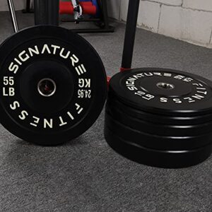 Signature Fitness 2" Olympic Bumper Plate Weight Plates with Steel Hub, 45LB Single, Black