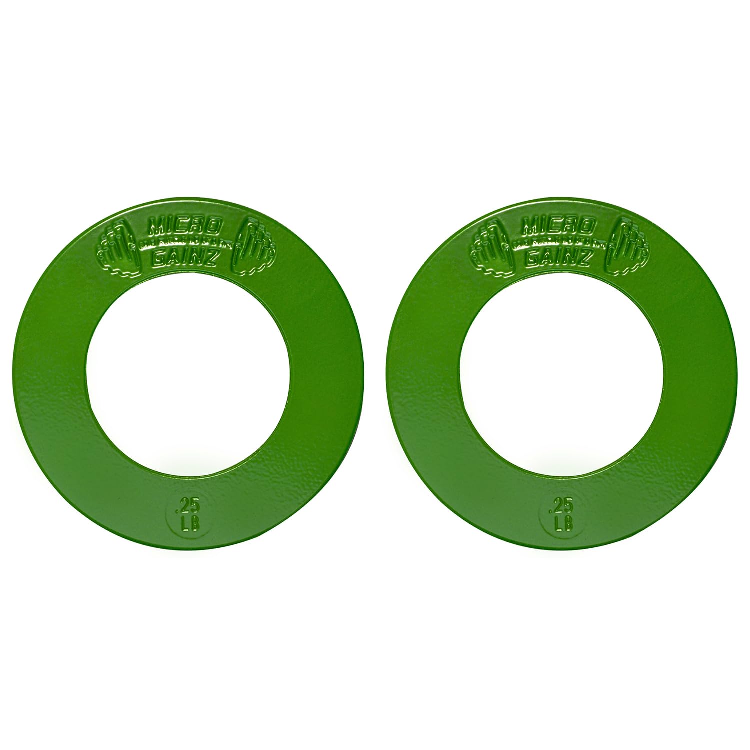 Micro Gainz Multi-Color Calibrated Fractional Weight Plates Set of 2 Pieces, Choose Set (.25LB-1LB), Designed for Olympic Barbell Weights for Strength Training, Made in USA (Green .25 lb)