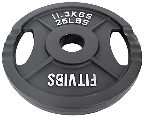 Signature Fitness Cast Iron Plate Weight Plate for Strength Training and Weightlifting, 2-Inch Center (Olympic), 25LB (Single)