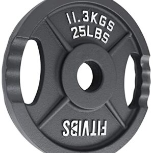 Signature Fitness Cast Iron Plate Weight Plate for Strength Training and Weightlifting, 2-Inch Center (Olympic), 25LB (Single)