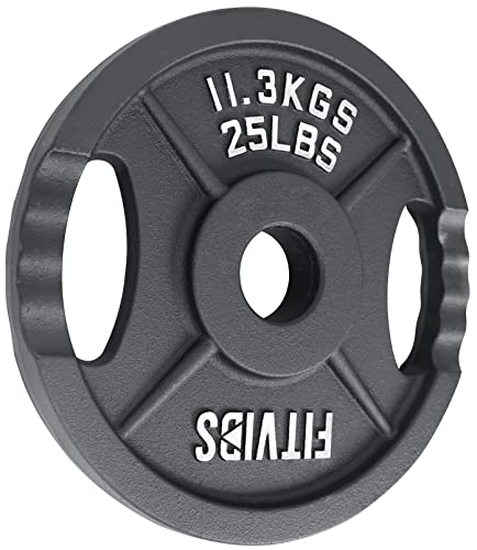 Signature Fitness Cast Iron Plate Weight Plate for Strength Training and Weightlifting, 2-Inch Center (Olympic), 25LB (Single)