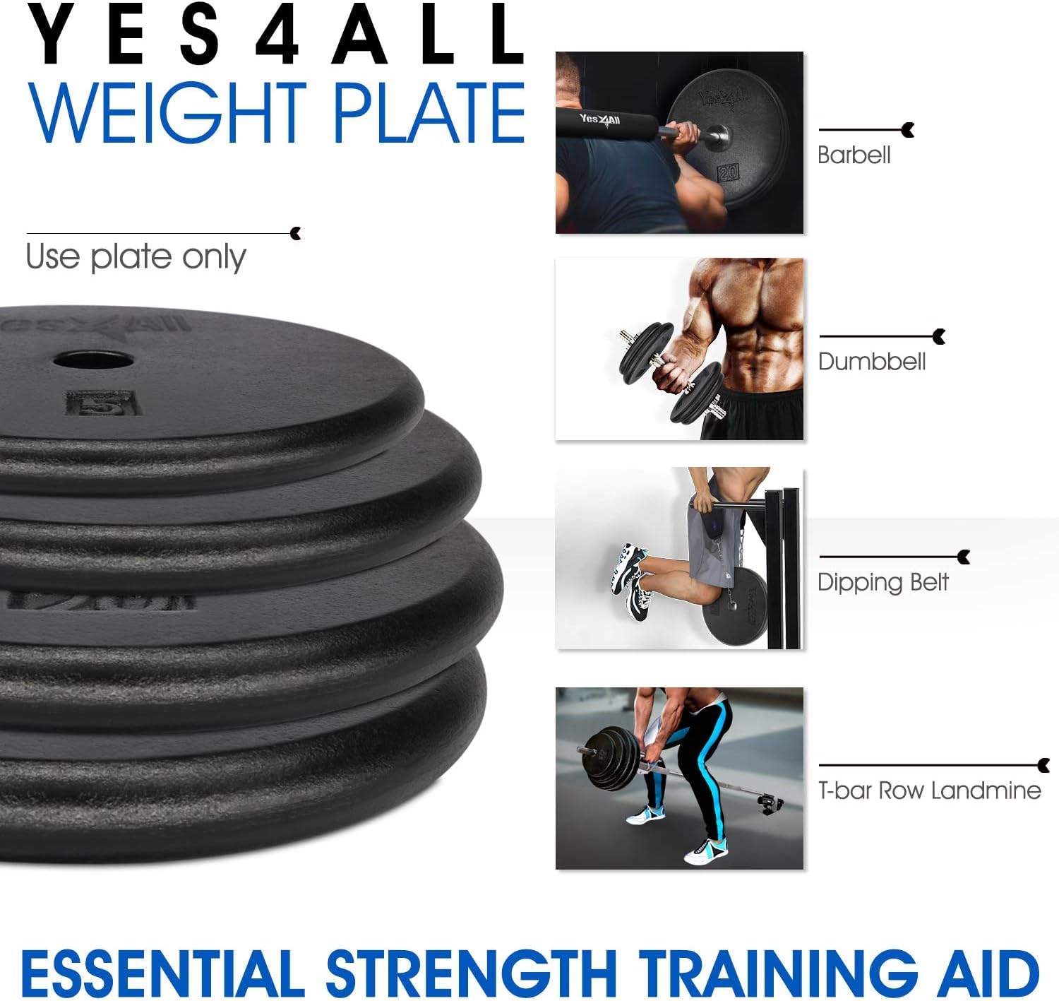 Yes4All 1-inch Cast Iron Weight Plates for Dumbbells – Standard Weight Disc Plates, 7.5 Pound (Pack of 2)