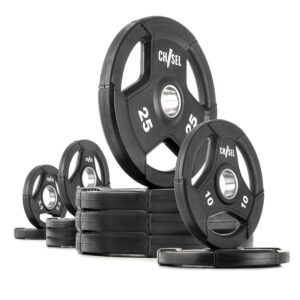 xmark chisel olympic weight plates, 145 lb set, weights for strength training and conditioning