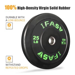 IFAST Olympic Weight Plates 100LB Bumper Plates, Home Gym Rubber Strength Training Plates with 2inch Steel Hub,Color Coded Weightlifting Bench Rubberized Barbell Plate