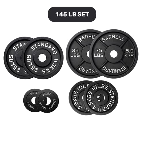 HAJEX Cast Iron Olympic Weight Plates Set 2 inch - Pairs of 2.5 LB, 5 LB, 10 LB - Weights Set 35 LB