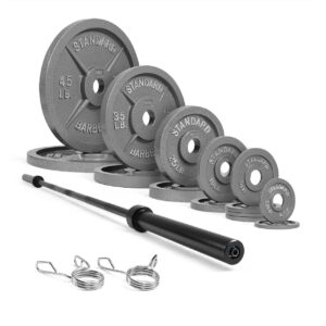 wf athletic supply 290lb & 300lb & 555lb traditional/classic olympic weight plates set with 7 ft. olympic barbell, great for strength training, weightlifting, bodybuilding & powerlifting