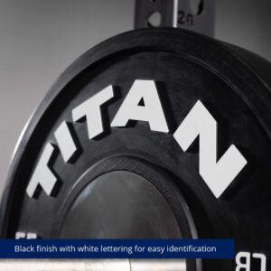 Titan Fitness 55 LB Black Elite Olympic Bumper Plate, Competition Weight Plates, Rubber with Steel Hub Insert, Sold Individually, For Olympic Weightlifting and Cross-Training Workouts