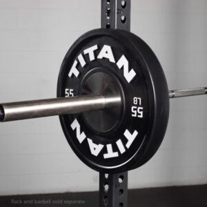 Titan Fitness 55 LB Black Elite Olympic Bumper Plate, Competition Weight Plates, Rubber with Steel Hub Insert, Sold Individually, For Olympic Weightlifting and Cross-Training Workouts