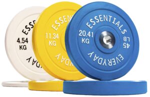 balancefrom everyday essentials color coded olympic bumper plate weight plate with steel hub, 160 lbs set