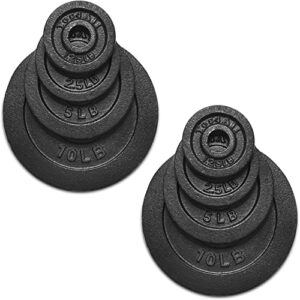 yes4all standard 1.15-inch cast iron weight plates - 1.25 + 2.5 + 5 +10lbs - pair (set of 8)