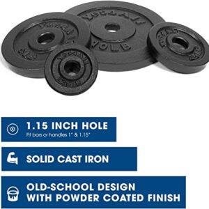 Yes4All Standard 1.15-inch Cast Iron Weight Plates - 1.25 + 2.5 + 5 +10lbs - Pair (Set of 8)